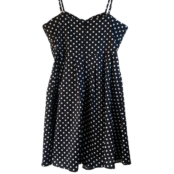 Ariella Rockabilly Pinup Retro Couture Polka Dot Black Cocktail Swing Dress SZ L - Picture 3 of 14